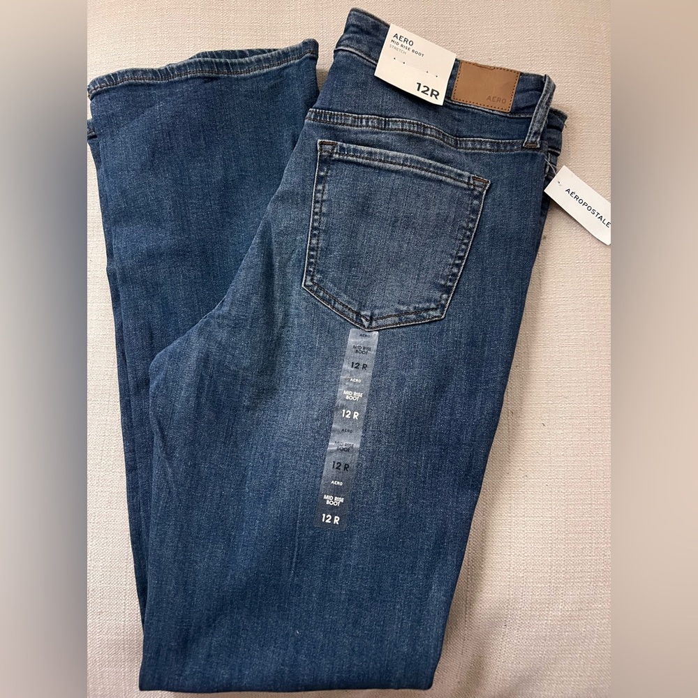 Aeropostale Women's Dark Blue Bootcut Mid Rise Jeans